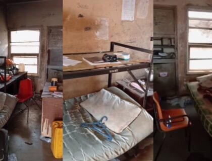 A man has shared images depicting the dire conditions of a hostel room at the University of Nigeria, Nsukka
