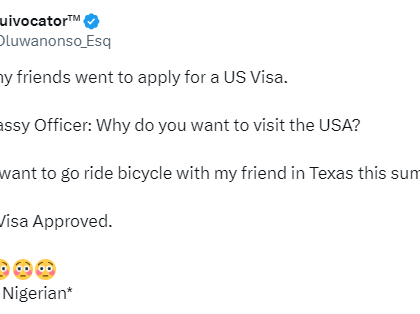 A Nigerian man is granted a US visa after providing the consulate with a rather ‘shocking’ explanation for his intended visit to the country