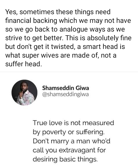 Nigerian Man Urges Women Not to Settle for Partners who Dismiss Basic Needs as Extravagance