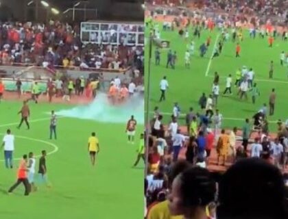 Enyimba Players Walk Out as Fans Invade Pitch After Late Penalty Awarded to Rangers