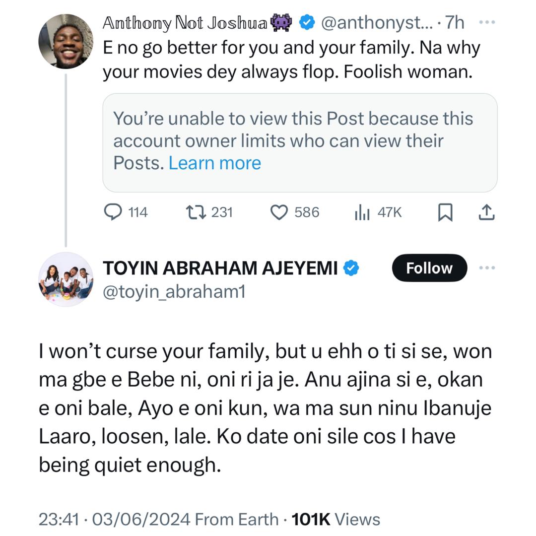 Toyin Abraham Ajeyemi Hits Back at Critics, Denies Political Involvement Amid Support for President Tinubu's Administration