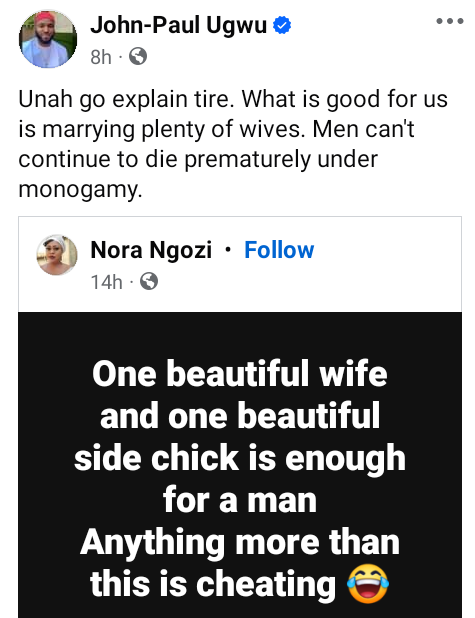 Nigerian Woman Says Having One Wife and One Side Chick is Enough, Anything More is Cheating