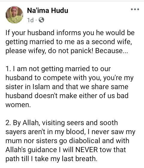 Nigerian Lady Assures Muslim Sisters She Won't Compete If Their Husband Takes Her As Second Wife