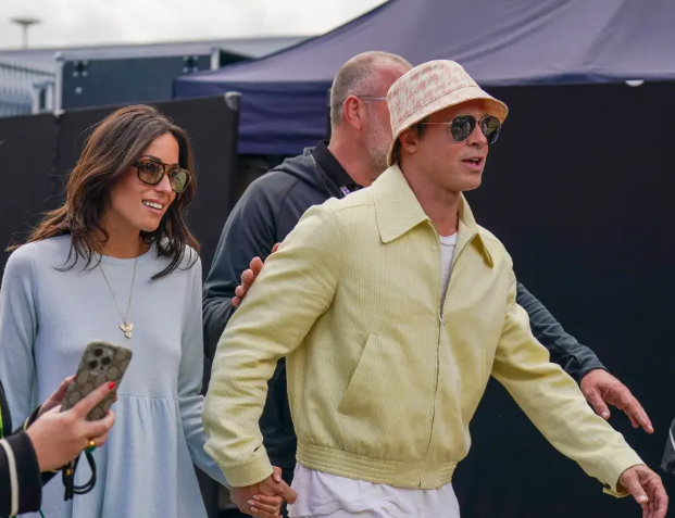 Brad Pitt And Girlfriend Ines de Ramon Hold Hands At British Grand Prix