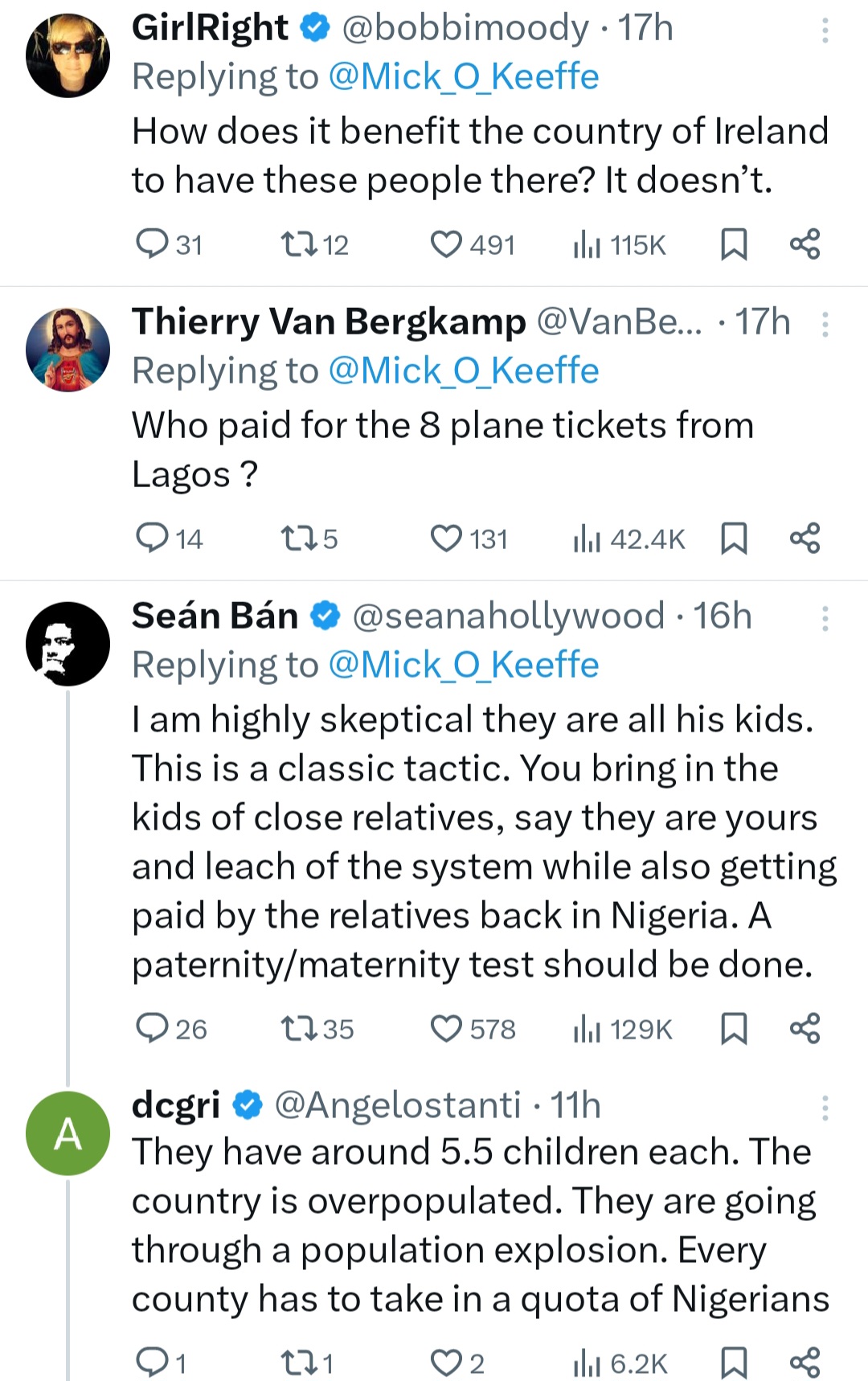 Irish Citizens Express Irritation About Nigerians Moving To Their Country