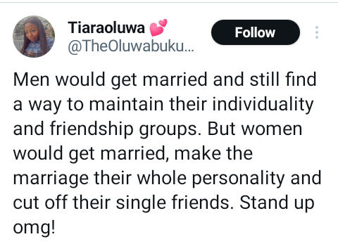 Nigerian Lady Says Disposing Of Female Friends Just Because Your Marital Status Changed Is Nasty