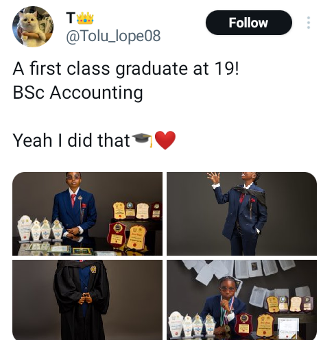 19-Year-Old Celebrates As She Bags First Class In Accounting