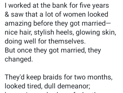 Nigerian Lady Claims 70% Of Female Bankers She Knew Changed For The Worse After marriage