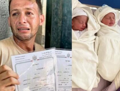 Man Devastated After Newborn Twins and Wife Killed in Israeli Airstrikes on Gaza Hospital While He Was Out for Birth Certificate