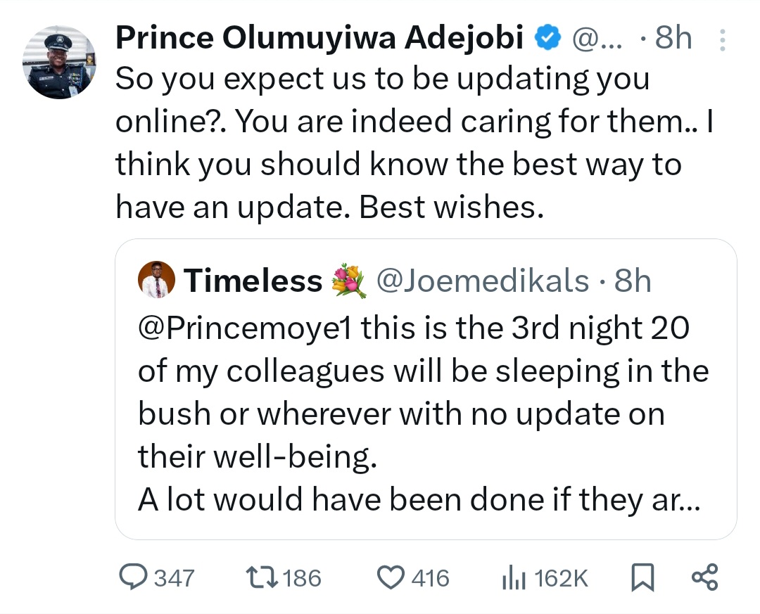 "Do You Expect Us To Update You Online?" Force PRO Olumuyiwa Adejobi Responds To Inquiry On Abducted Medical Students