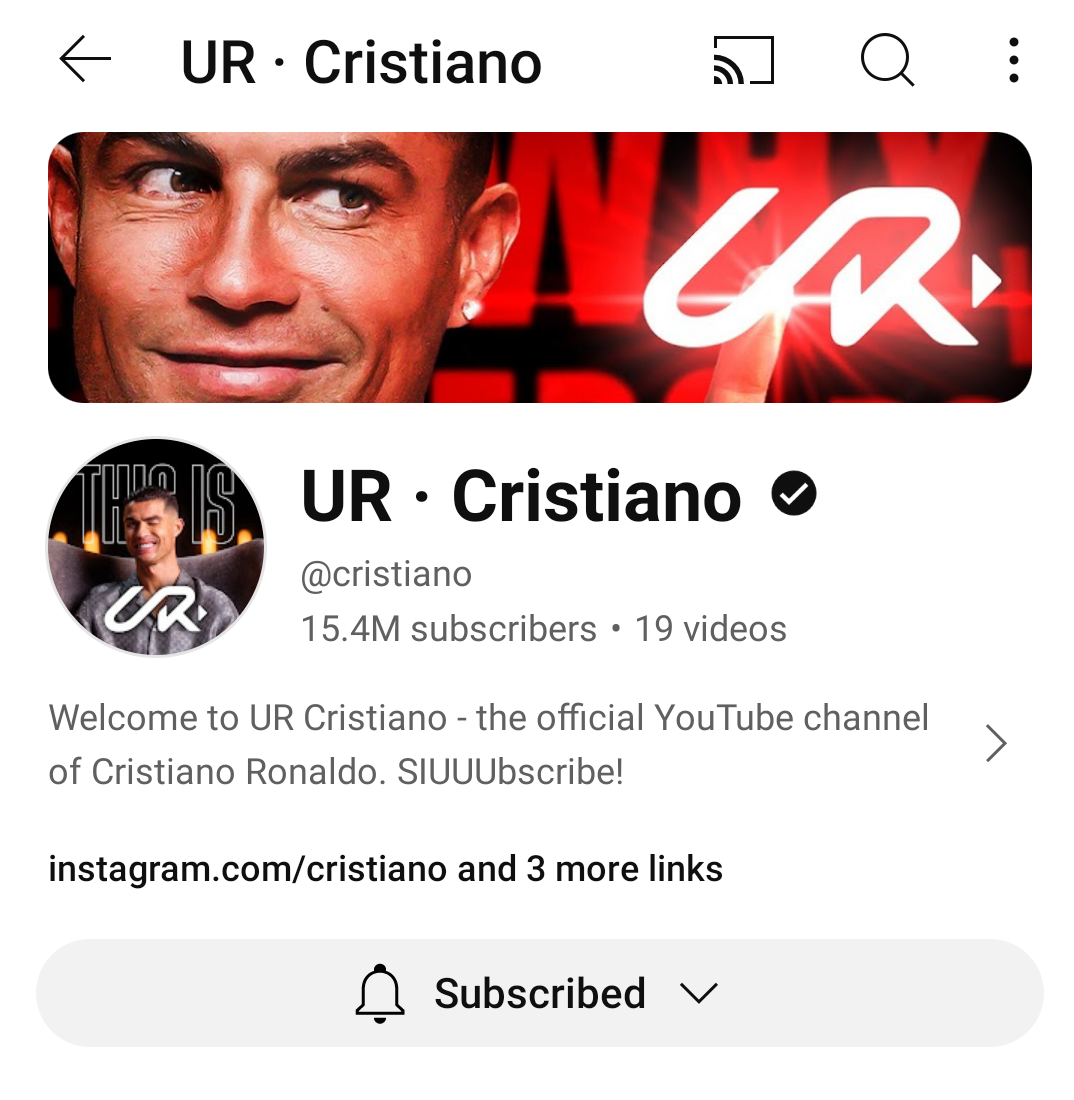 Cristiano Ronaldo Breaks YouTube Record with 10 Million Subscribers in 12 Hours