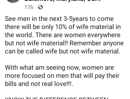 US-Based Nigerian Lady Claims That in the Next 3-5 Years, Only 10% of Women Will Be ‘Wife Material’