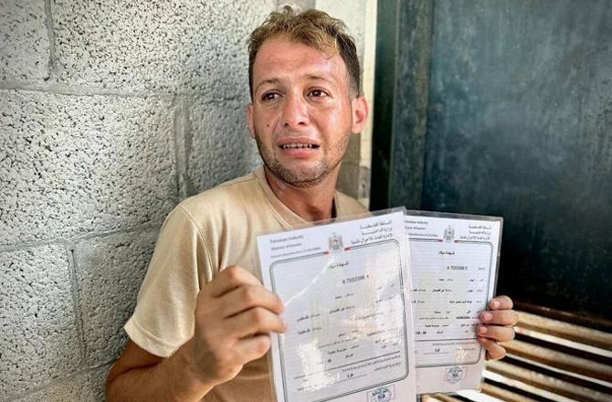 Man Devastated After Newborn Twins and Wife Killed in Israeli Airstrikes on Gaza Hospital While He Was Out for Birth Certificate