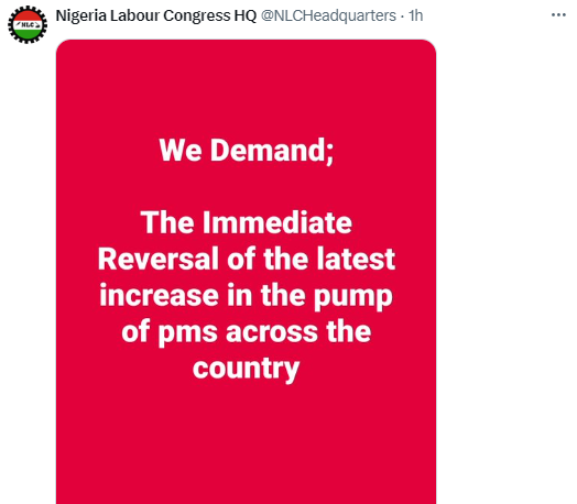 NLC Demands Immediate Reversal of Recent Petrol Pump Price Increase