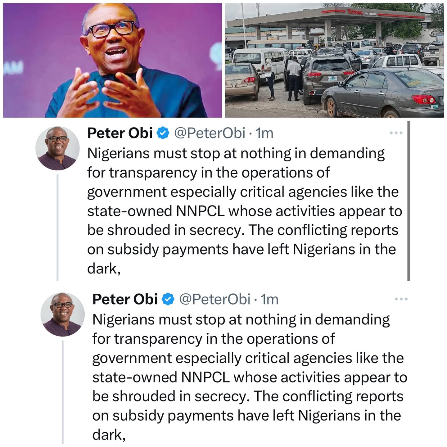 Peter Obi: Fuel Scarcity Crisis and Hardship Result from Government Ineptitude