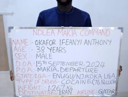 Iran-Bound Drug Mule Arrested After Excreting 76 Wraps of Cocaine at Kano Airport