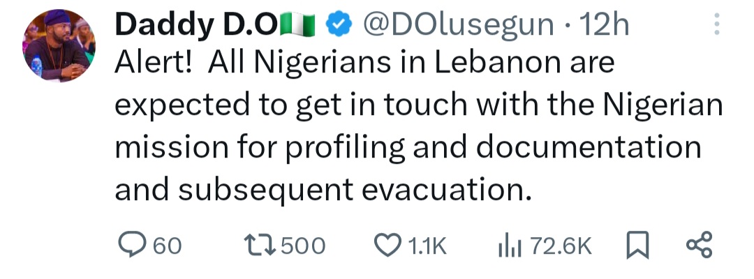 FG Announces Evacuation of Nigerians in Lebanon Following Iran's Missile Attacks on Israel