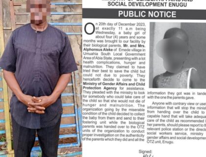 Doctor Detained for Suspected Child Trafficking and Forgery in Enugu
