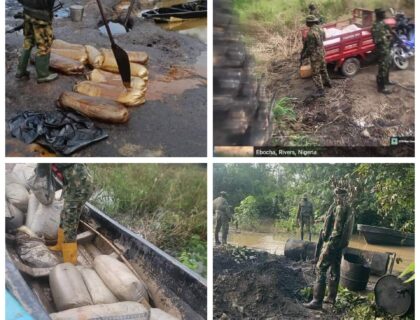 Nigerian Army Troops Dismantle 15+ Illegal Bunkering Sites, Seize 115,000 Liters of Stolen Crude Oil