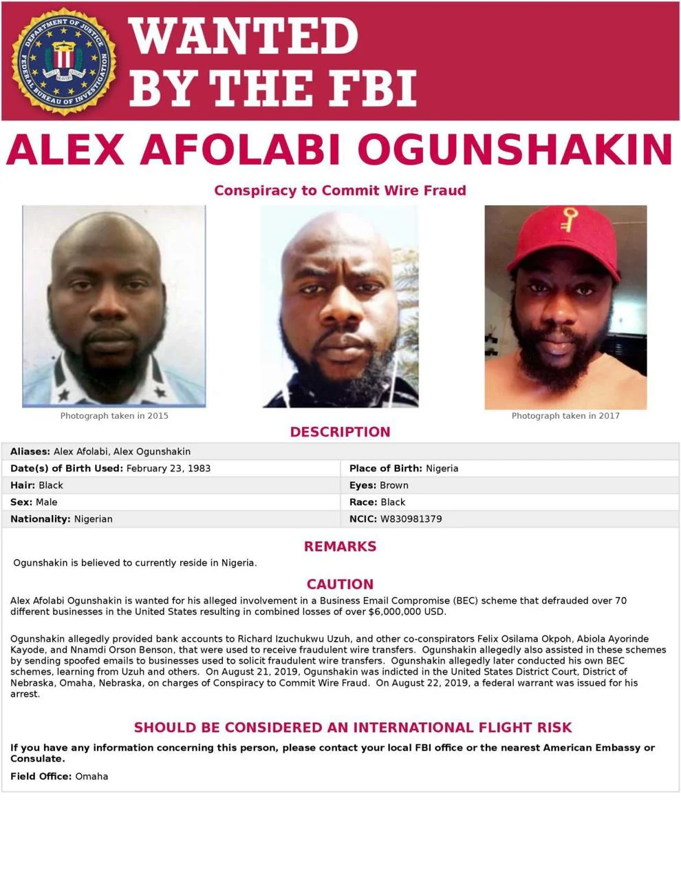 Nigerian Man on FBI Cyber's Most Wanted List Sentenced to 45 Months in US for $6M Wire Fraud