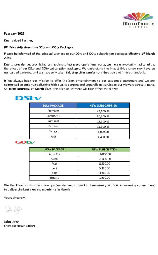 Multichoice Increases DStv and GOtv Prices Again