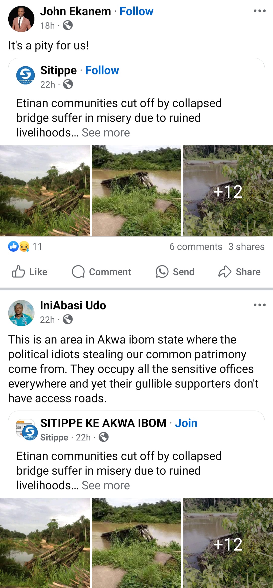 Residents Lament as Collapsed Bridge Kills Three in Akwa Ibom