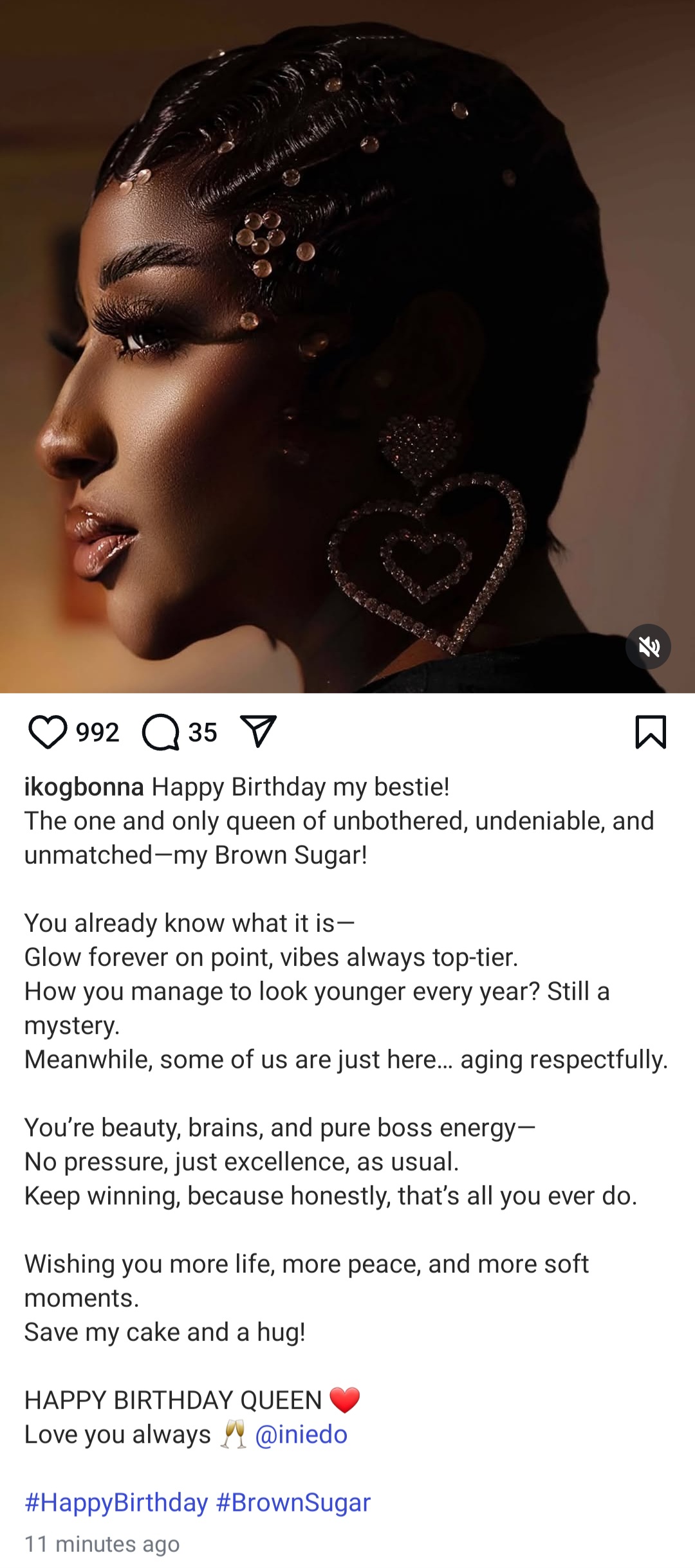 IK Ogbonna Hails Bestie Ini Edo On Birthday: "Beauty, Brains, And Pure Boss Energy"