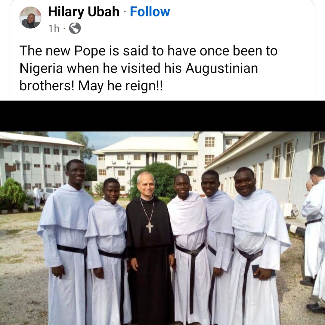 Nigerians Unearth Old Photo of New Pope During Visit to Nigeria