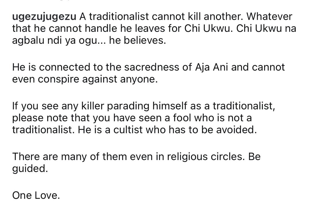 Actor Ugezu Ugezu Says Anyone Who Can Kill Another, Directly or Indirectly, Is Not a Native Doctor
