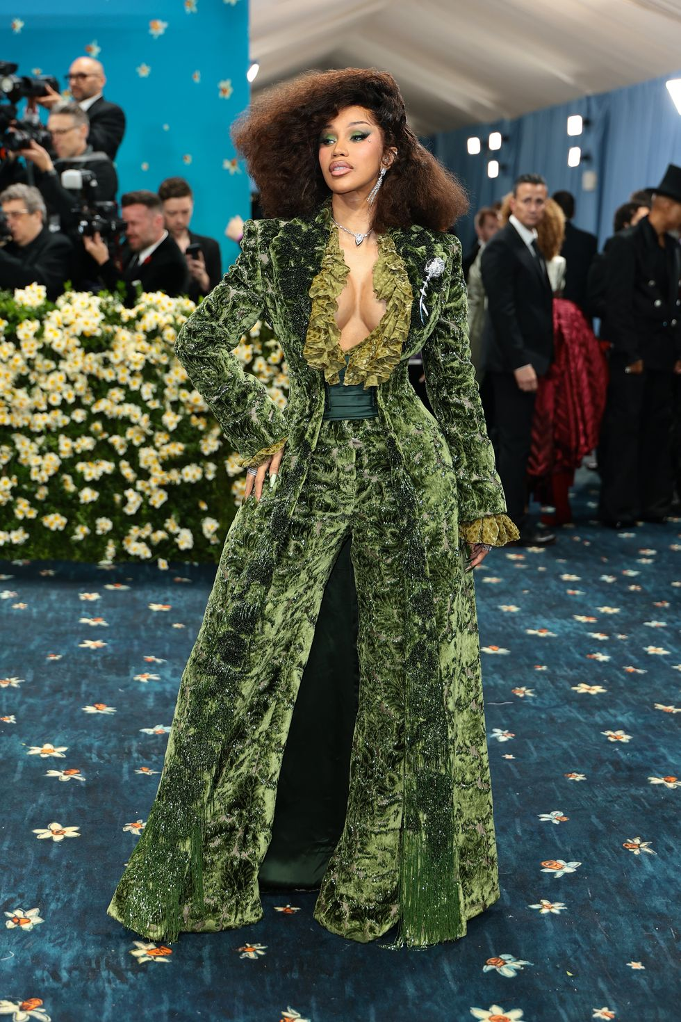 Cardi B Turns Heads In Sleek Green Burberry At 2025 Met Gala (Photos)
