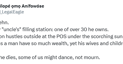 Nigerian Woman Says Her Wealthy Uncle Neglects Family Despite Owning Over 30 Filling Stations
