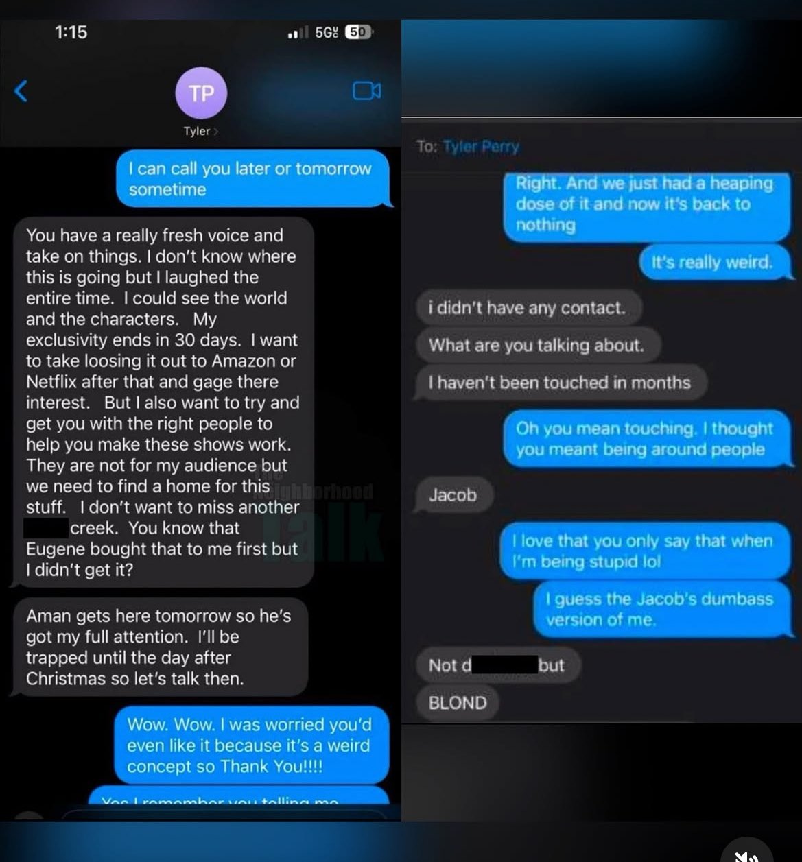Alleged Text Messages Between Tyler Perry and Derek Dixon in Sexual Assault Claims Surface