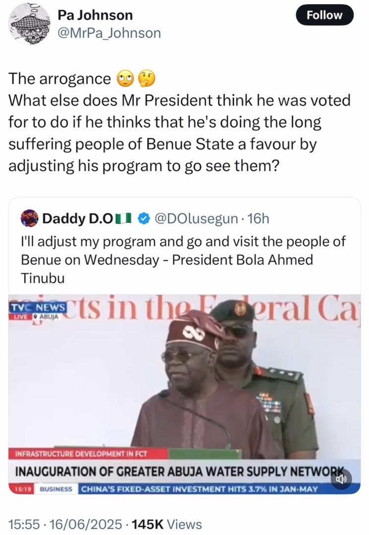 Presidential Aide Segun Dada Responds After Nigerians Criticize President Tinubu For Saying He’d Clear His Schedule To Visit Benue Indigenes
