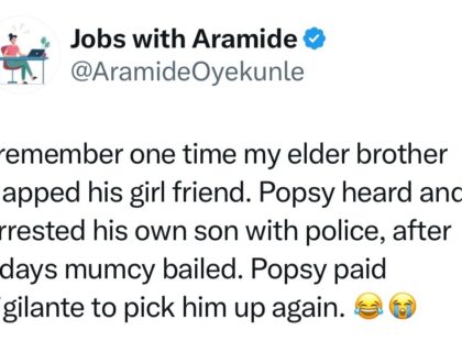 Nigerian Dad Arrests Son After He Slapped Girlfriend – X User Shares Story