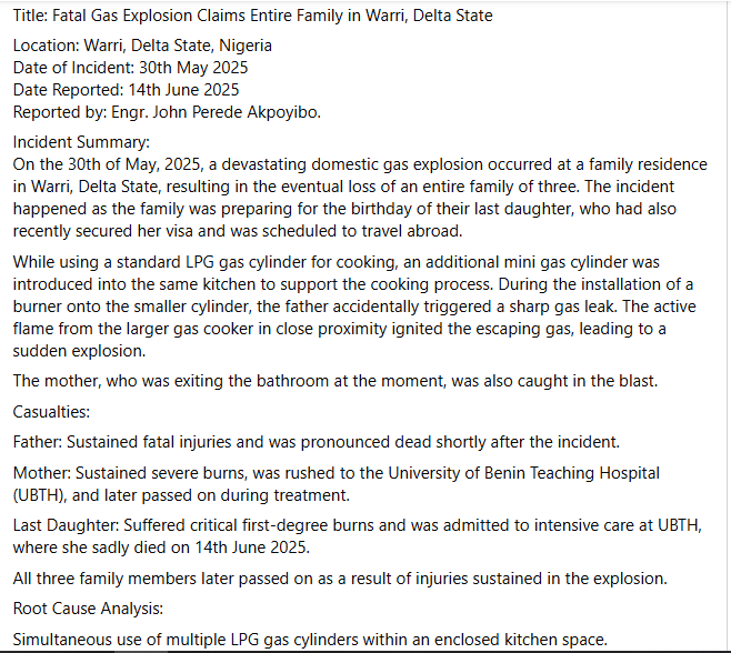 Gas Explosion Kills Couple And Their Daughter In Delta
