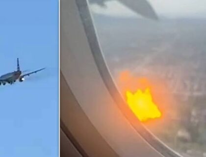 Panic as American Airlines Plane Catches Fire Mid-Flight
