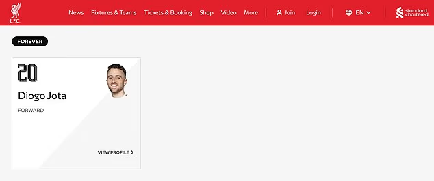 Liverpool Pays Lasting Tribute to Diogo Jota, Retires No. 20 Shirt and Dedicates Website Section
