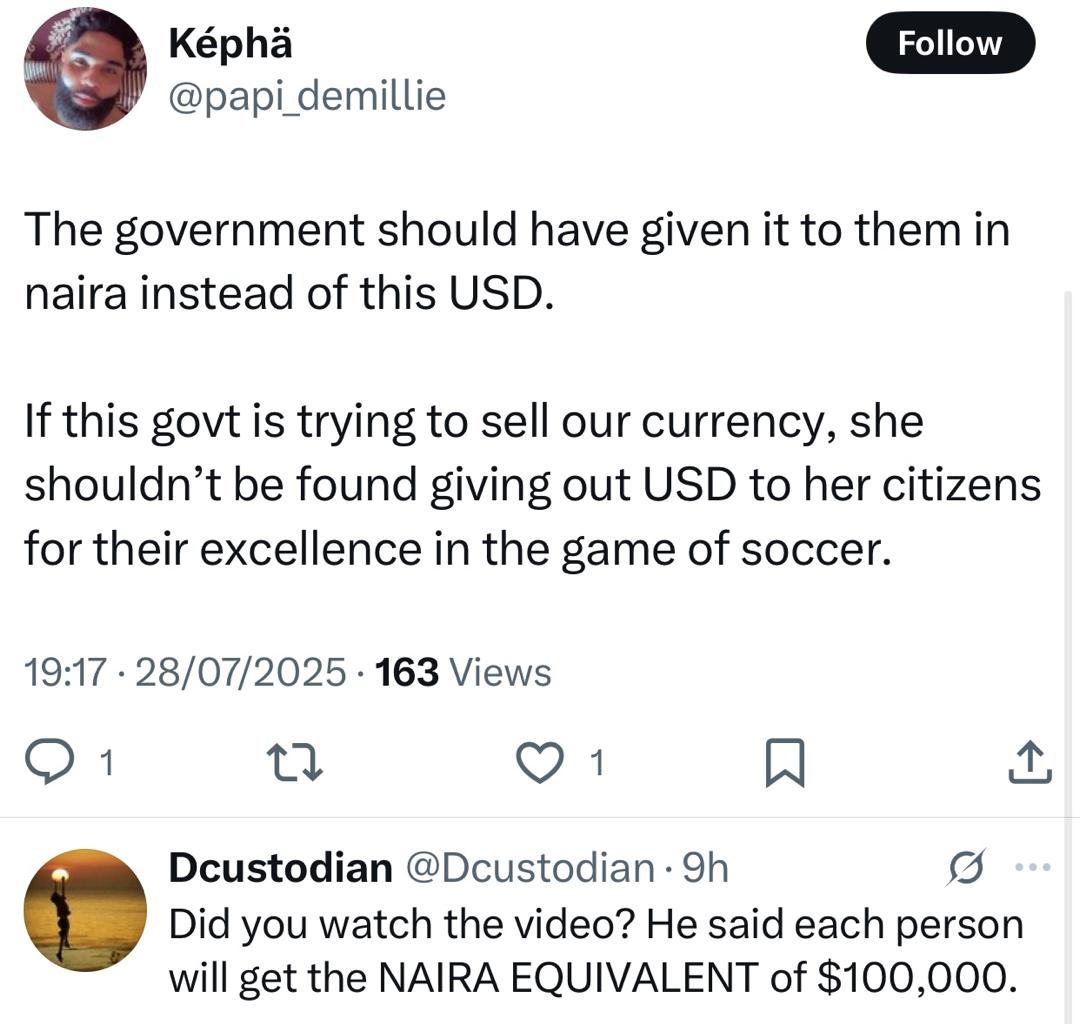 Mixed Reactions as Tinubu Announces Super Falcons’ Cash Prize in Dollars