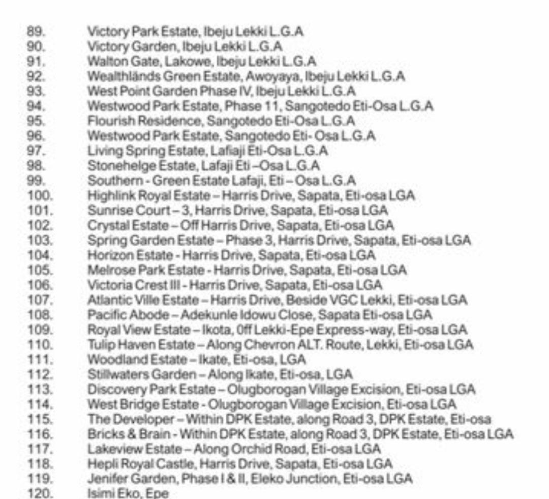 Lagos State Lists 176 ‘Illegal’ Estates, Issues 21‑Day Ultimatum to Obtain Layout Approvals