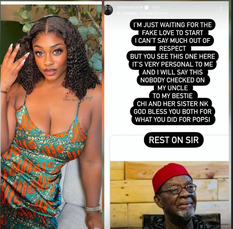 Uriel Oputa Mourns Uncle, Veteran Nollywood Actor Fabian Adibe, At 82