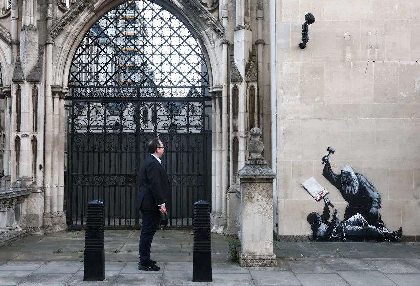 Banksy Mural Removed From Royal Courts of Justice After Two Days