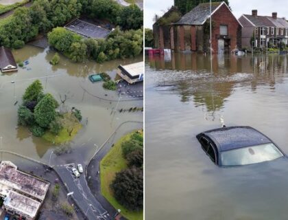 Severe Flooding Submerges Roads in Wales as 70mph Winds Batter UK