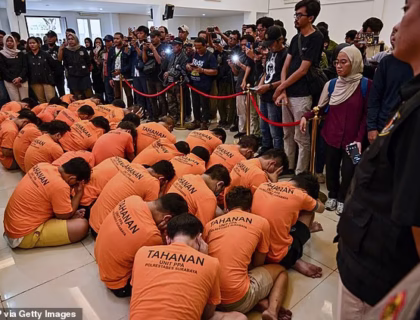 Dozens Of Men Arrested And Paraded By Police Over Alleged Gay Party In Indonesia