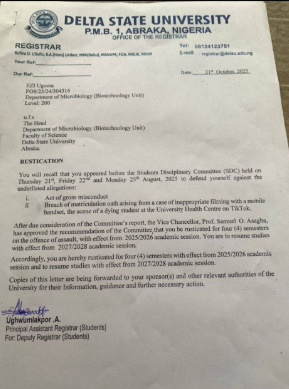 Delta State University Rusticates Student for Filming Dying Colleague and Sharing Video Online