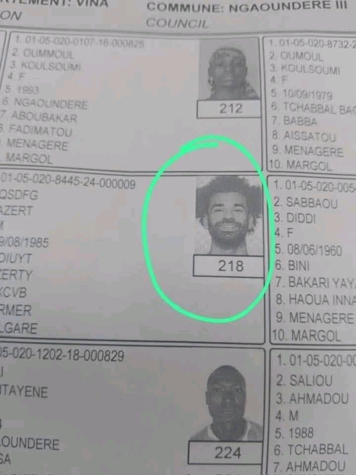 Cameroon Presidential Election: Football Star Mohamed Salah Found on Registered Voters List
