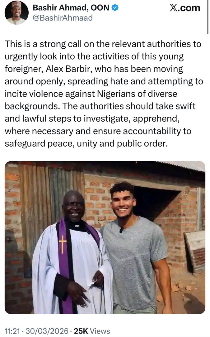 Bashir Ahmad Urges Detention of US Missionary Following Criticism of President Tinubu