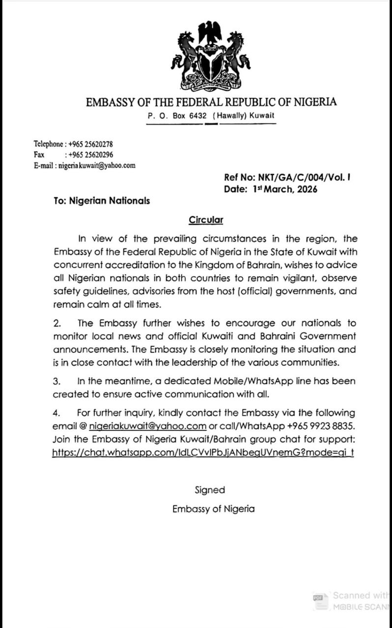 Nigeria Issues Safety Advisory for Citizens in Kuwait and Bahrain